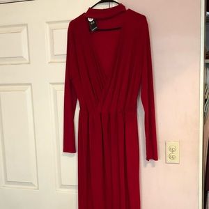 Boohoo plus size red choker dress US 16